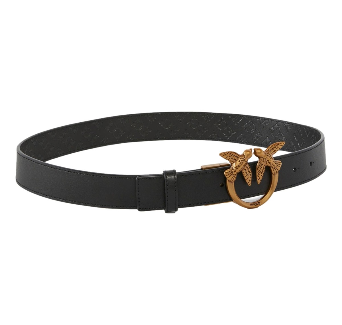 Pinko Women's Love Berry H3 Belt Monogram Debossed Black