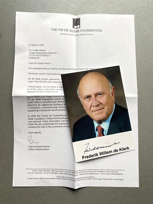 FREDERIK W. DE KLERK ( 2021) Nobelpreis Frieden 1993 signed Foto 10x15 Autogramm