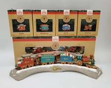 Complete Claus & Co R.R. Hallmark Train Locomotive 1991 Trestle Stand Set Of 5