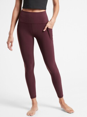 Athleta Salutation Stash Pocket II 7/8 Tight,Spiced Cabernet SZ XSP  #531321 O12