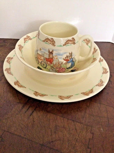 Royal Doulton Bunnykins 3 Piece Set Plate Bowl Cup Children, Toddler