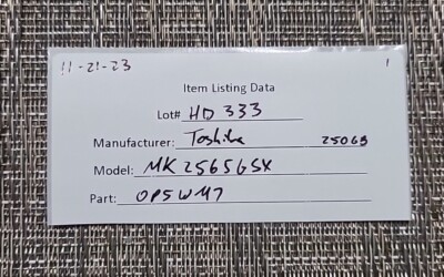 Toshiba 250GB MK2565GSX SATA / 8MB Cache 5400RPM Laptop HDD