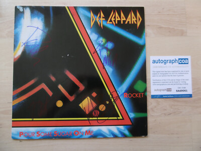 Def Leppard Original Autogramme signed 12'' Maxi-Cover ''Rocket'' Vinyl ACOA