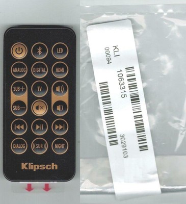 New Genuine Klipsch Sound Bar Remote Control 1063315 works RSB-6