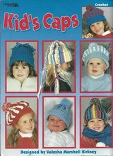 KID'S CAPS 7 HAT DESIGNS LEISURE ARTS CROCHET PATTERN BOOK