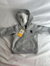 Carhartt Boys' Long-Sleeve Half-Zip Hooded Sweatshirt Grey Size 3 Month