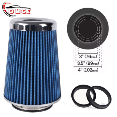 High Performance Cold Air Intake Air Filter 3'', 3.5'', 4'' Inlet Cone Dry Filter