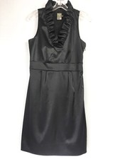 Taylor Womens 8 Little Black Dress Party Cocktail Ruffled V Neck Sleeveless