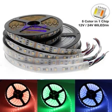 5M 5050 RGBCCT LED light Strip DC12V  24V 5 in 1 Chips RGB+WW+CW 60 LEDs/m