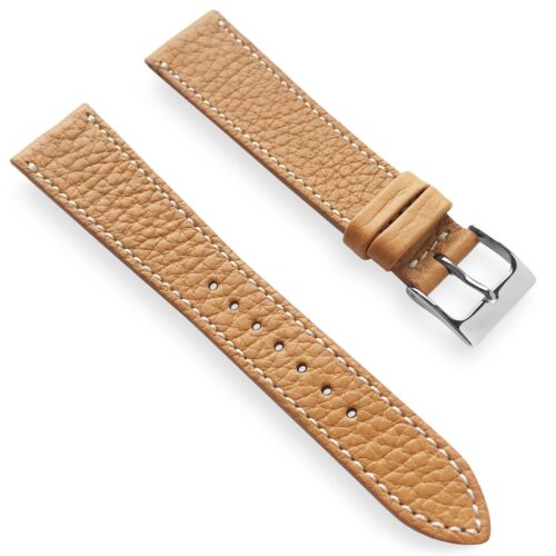 Reloj de cuero texturizado español marrón claro de 18 mm marrón claro con correa de correa de reloj de cuero para ternera - Imagen 2 de 4