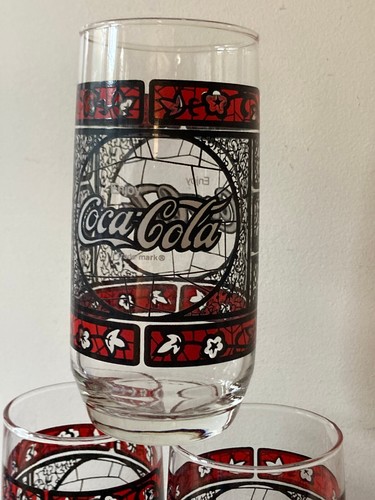 8er Set Vintage "Enjoy Coca-Cola" Tiffany Stil 14 Unzen Gläser 6" große Becher - Bild 4 von 10