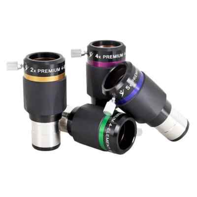 1.25'' 4-Element Apochromatism 2X/3X/4X/5X Barlow Lens for Astronomical Telescope