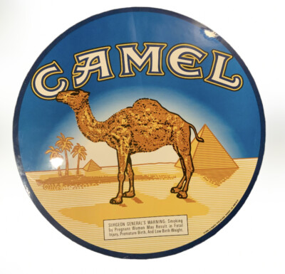 Camel Cigarette Sign Round 12  Sticker Vintage RJ Reynolds Tobacco Co USA Large