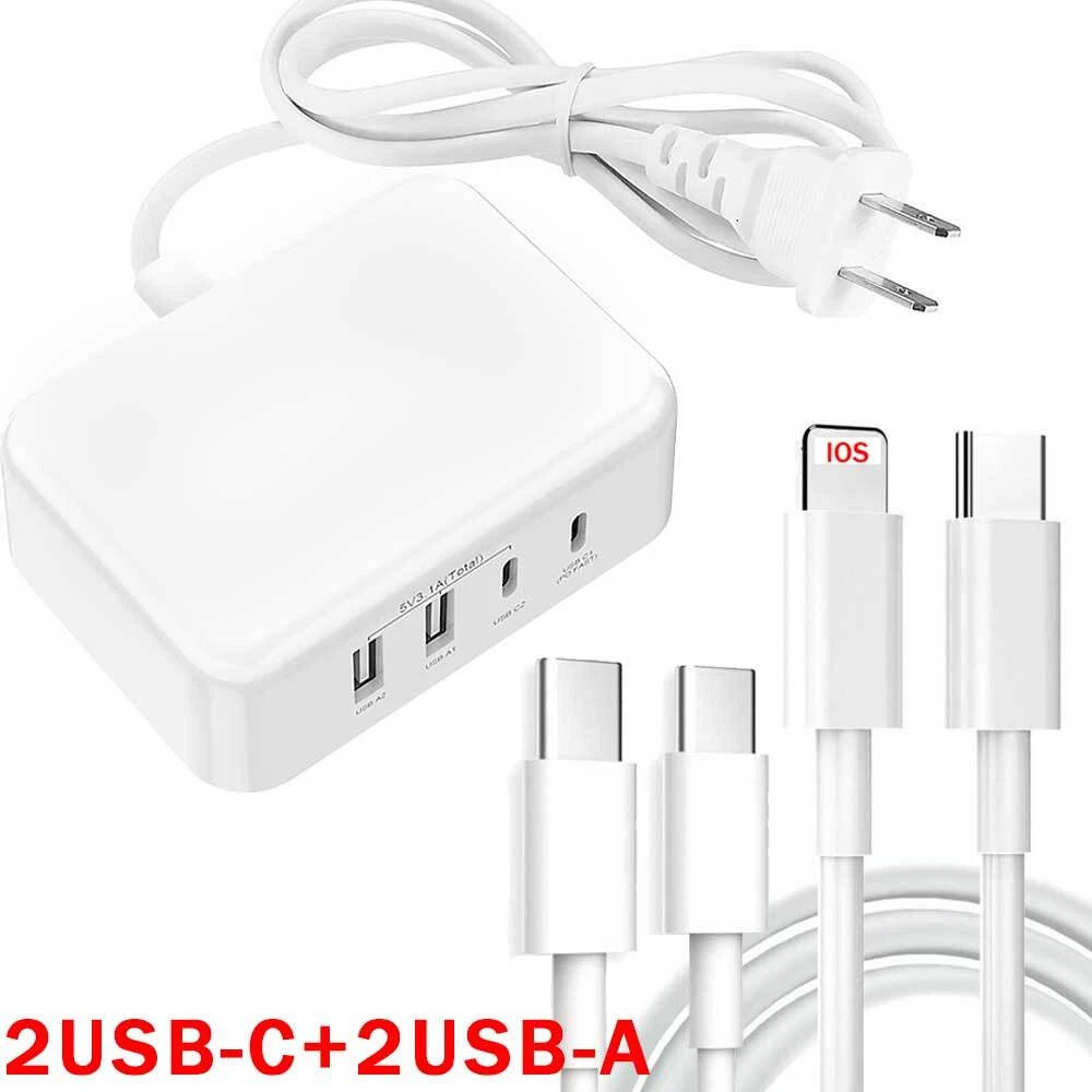 4 Port USB Hub Fast Wall Charger Station Multi-Function Desktop AC Power Adapter