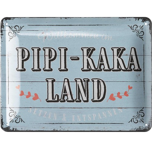 Blechschild PIPI KAKA LAND SCHILD Toilettenschild lustiges WC Schild 15x20cm - 第 1/6 張圖片