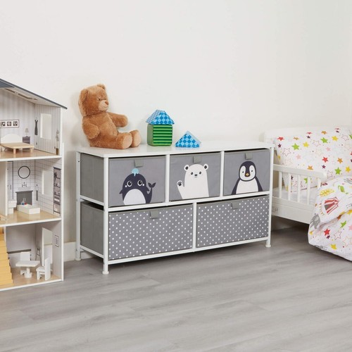Kids 5 Drawer Storage Chest White/Beige - Picture 7 of 13