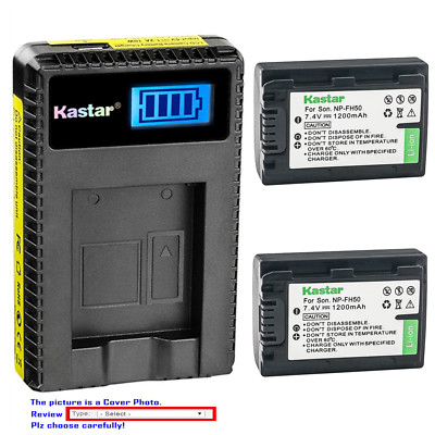Kastar Battery LCD Charger for Sony NP-FH50 Sony DSLR-A230Y DSLR-A290 DSLR-A330