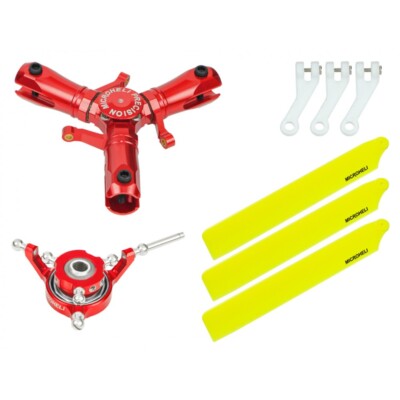 Microheli CNC Triple Yellow Plastic Blades Conversion set(RED)-OMP HOBBY M1/ EVO