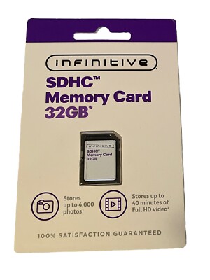 Infinitive SDHC Memory Card 32GB w/90MBPS Transfer Speed New