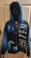 Brand New One Last Cast Blue Zip Front Hoodie Jacket With Pockets. Size Large.