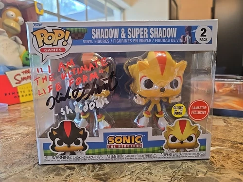 Funko POP! Sonic Shadow & Super Shadow GITD 2 Pack Exclusive KIRK THORNTON AUTO