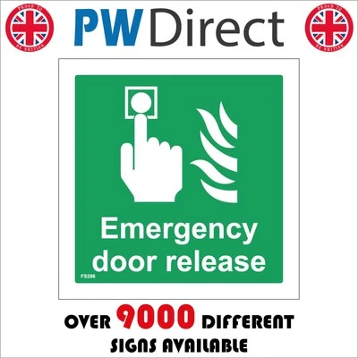 PWDIRECT SIGN Emergency Door Release Button Press Knob Lever Fire Safety Exit FS296P