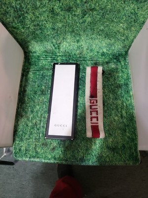 Gucci Authentic Headband Sporty Logo Stripe Size Medium, used