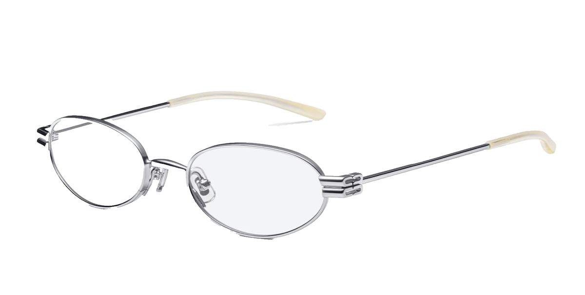Gentle Monster Lolos 02 Oval Glasses Silver Metal Frame Clear Lens