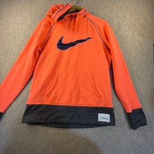 Nike Therma-FIT Hoodie Neon Orange Purple Swoosh Pullover Mens Large T2232