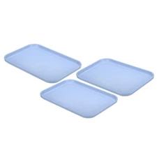 3Pcs Plastic Fast Food Serving Tray 9.8" x 6.7", Light Blue