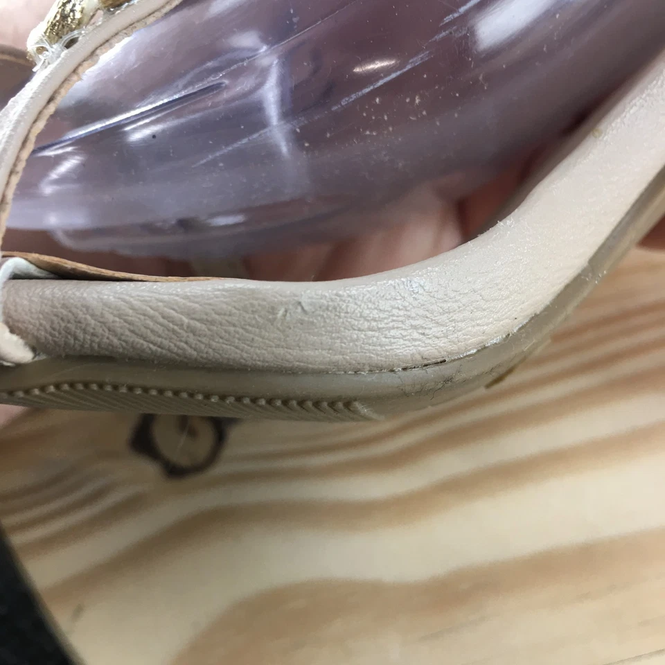 Anne Michelle Sandals Womens 11 Evermore Ankle Strap Chain Beige Stiletto Heels - Image 4 of 4