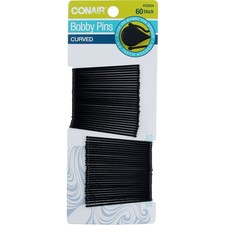 4 Pack Conair Curved Curved Bobby Pins, Black, 60 Ct