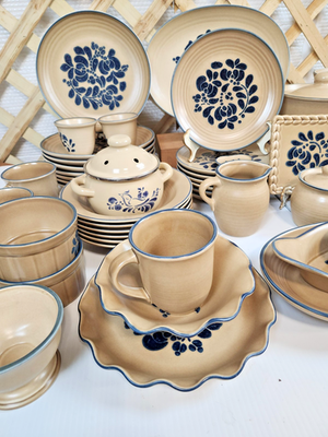 #ad Pfaltzgraff Folk Art Stoneware Blue Tan – Replacement Pieces – Choose Your Item $6.95