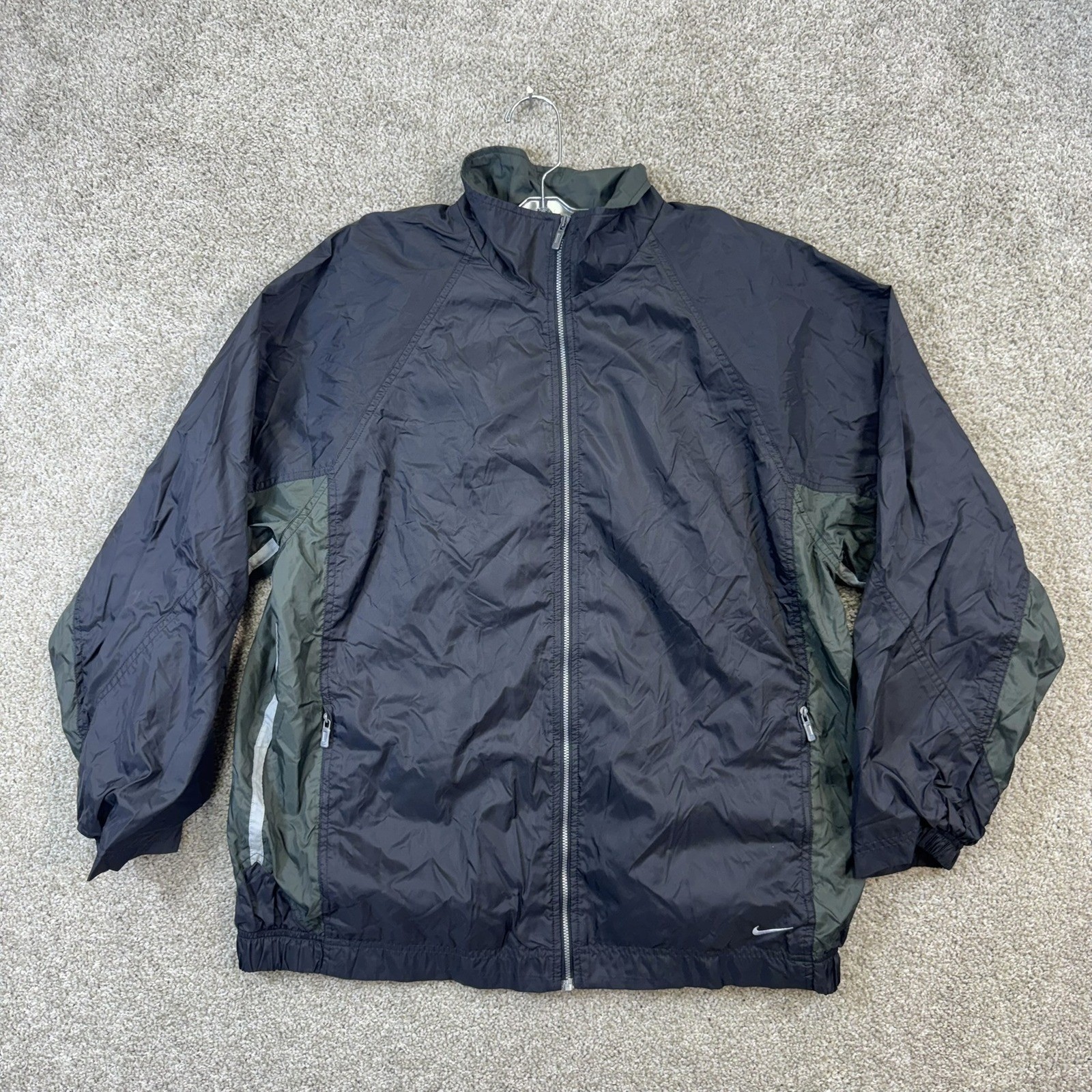 Nike Full Zip Jacket Men's Size Small Lightweight Black Green Windbreaker