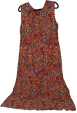 Amanda Smith Silk Maxi Dress Womens 14 Geometric Aztec Southwestern Sleeveless