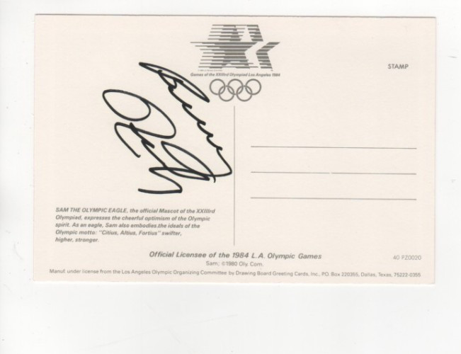 Jazz Drummer Song writer Buddy Rich Signed 1984 LA Olympics 4x6" Post card