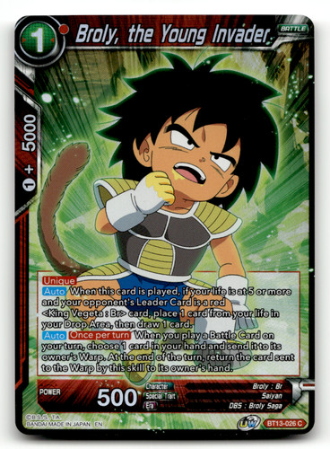 Broly, the Young Invader BT13-026 Supreme Rivalry Dragon Ball Super Foil Common