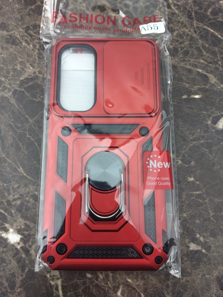 Funda para Samsung Galaxy A55 con anillo de cámara deslizable cubierta blindada + protector de pantalla Foto 2 de 4