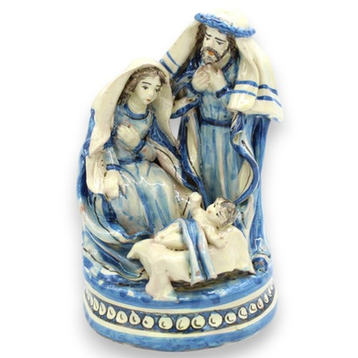 #ad Presepe Sacra Famiglia Natività su base rotonda h 20 x 12 cm ca. Ceramica Calta EUR 177.69