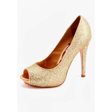 Badgley Mischka Gold Peep-Toe Platform Pumps - Size 8.5 - Worn Once Excellent