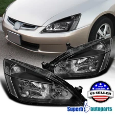 Fits 2003-2007 Honda Accord Headlights Signal Lamp Black 03-07 Replacement