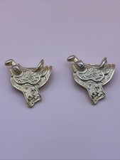 Vintage Nancy Katz Gold Saddle Shoe Clips Equestrian Western Cowboy Pair