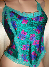 Vtg Victoria's Secret Purple Floral Satin Camisole M 36