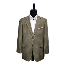 Loro Piana John W Nordstrom 100% Cashmere Blazer Men 46R Brown Black Houndstooth