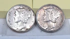 2 Mercury Dimes 1940 XF+,  1940-D XF