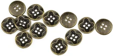12 PCS Antique Flower Pattern Flat Metal Buttons 4-Hole Craft for DIYS Sewing Em