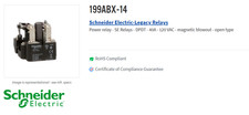 SCHNEIDER ELECTRIC 199ABX-14 RELÈ DI POTENZA APERTO 40A / 120VAC