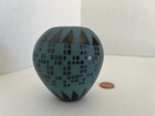 Blue On Black Mata Ortiz Pueblo Pottery Small Geometric Vase Signed BML — photo 9