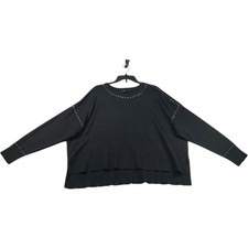 DKNY Sweater Womens Size Large Black Embellished Long Sleeve New