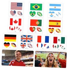 2026 Soccer Match Temporary Face Tattoos, 10 Countries Soccer Fan Tattoo